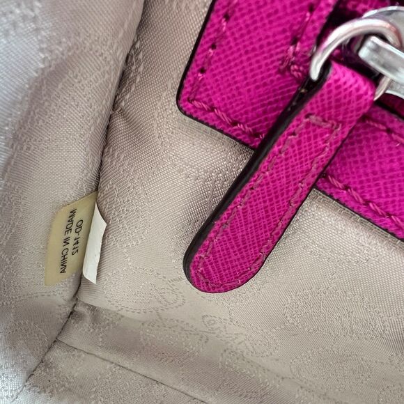 Michael Kors Selma Studded Saffiano Messenger Crossbody Bag Hot Pink/Silver - Picture 14 of 14